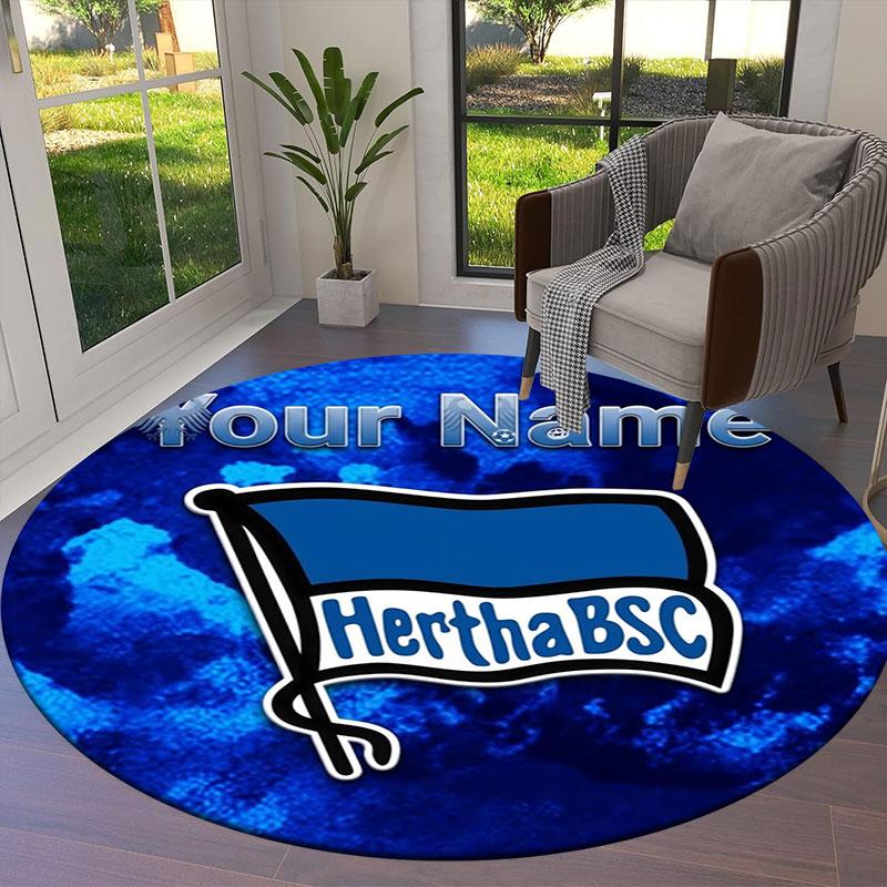 Hertha BSC Custom Name Round Area Rug,Carpet Rug for Living Room Bedroom Sofa Playroom Decor,Non-slip Floor Mat