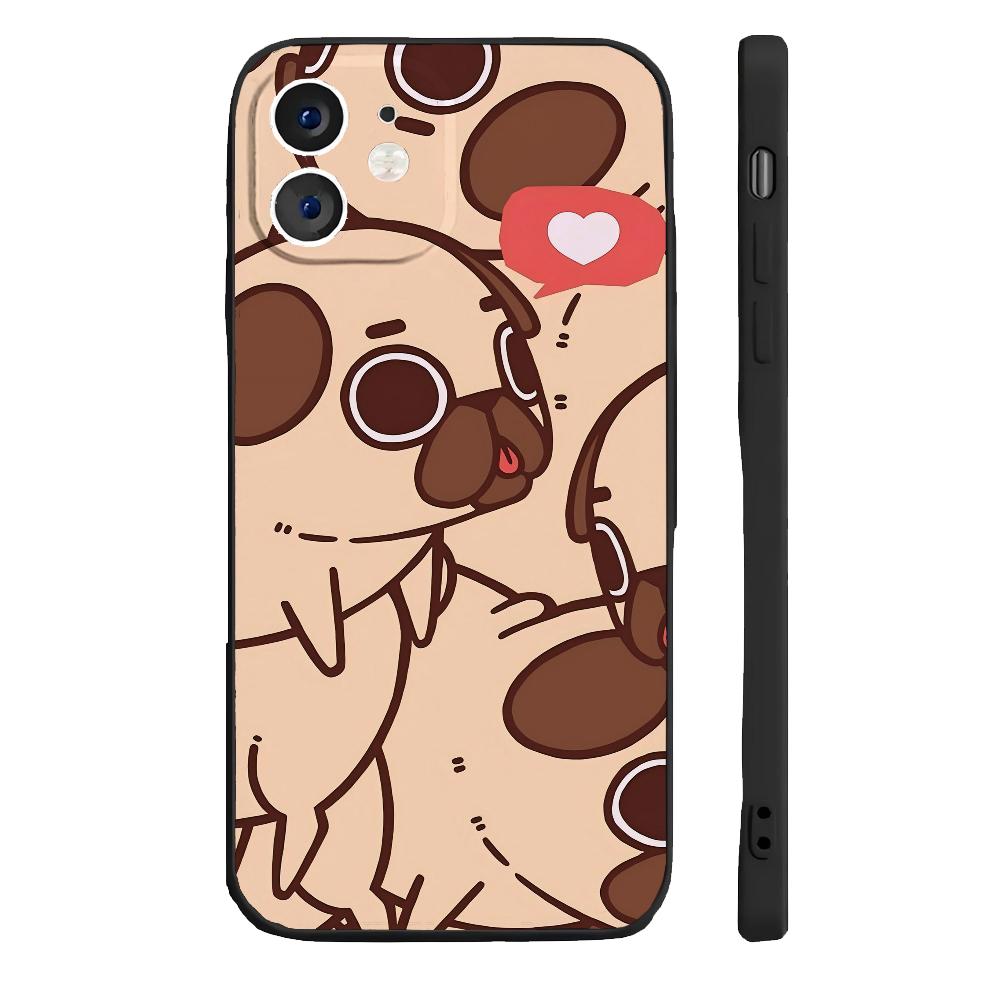 P-Puglie Dog Pug Phone Case Silicone Soft For IPhone 16 15 14 13 12 11 Plus Pro Max Plus