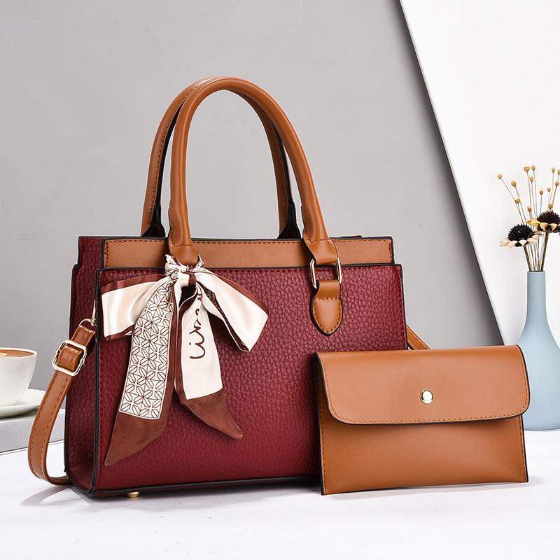Stylish High-end Pu Leather Womens Tote Bag Set With Spacious Interior And Trendy Colors
