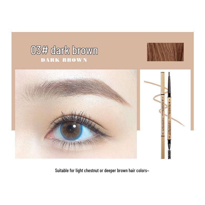 Makeup Xixi Golden Chopsticks Double-Ended Eyebrow Pencil - Ultra-fine Triangle, Waterproof & Smudge-Proof for Natural Brows