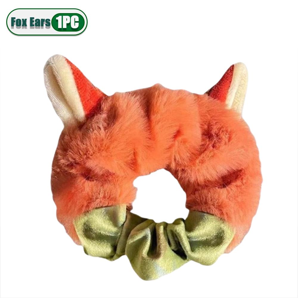 1-20PCS Cute Fox Bunny Ear Plush Elastic Hair Ties Women Girls Ponytail Hair Bands Hair Accessories Girls Gift Easter Gift