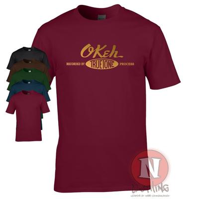 T-Shirt Okeh Records Stax Northern Soul Wigan Casino Jazz Con Stampa Oro