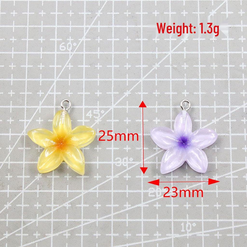 6-Color DIY Resin Lotus Flower Pendants - Transparent Five-Petal Charms for Bags