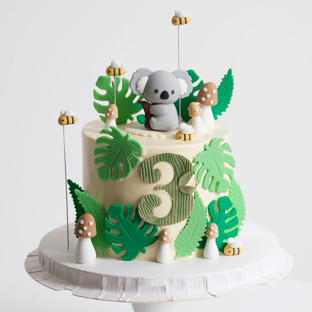 Jungle Baby Shower Cake Decoration Koala Bee Cake Topper Safari Animals Cake Decoration for Birthday Party Supplies