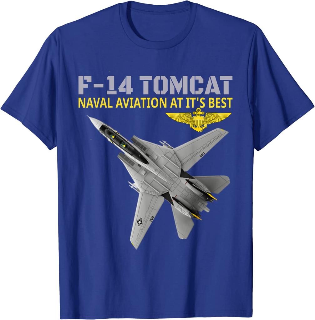 De F-14 Tomcat In Actie.Luchtvaart van de Marine Op Zijn Best. Heren T-shirt Korte Mouw Casual Katoen Ronde Hals Zomer Shirt