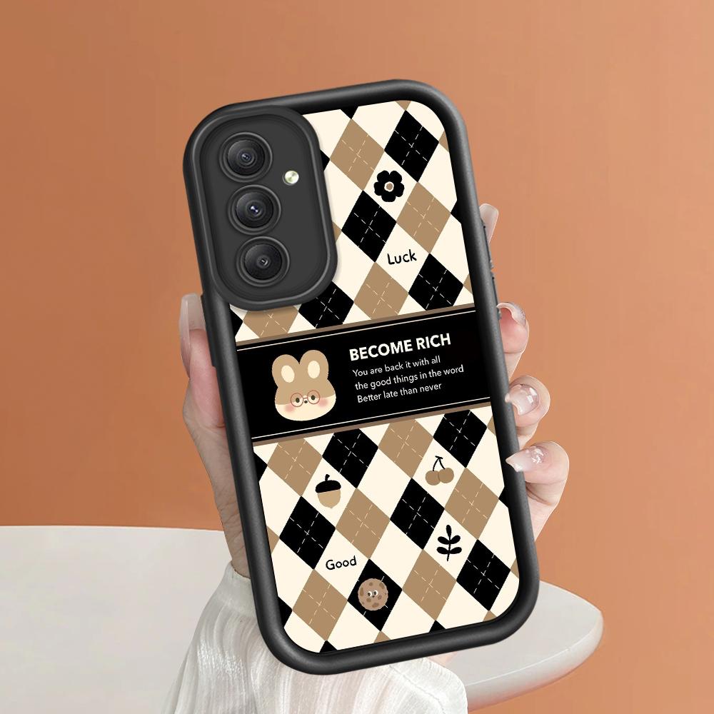Soft Silicone Square Ladder Printing Pattern Phone Casing Full Cover Camera Shockproof Protection Rubber Case for Samsung