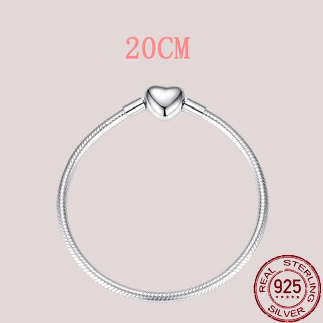 925 Sterling Silver Snake Chain Bracelets Charm Pendientes Mujer 925 Original Bracelet For Women Fine Jewelry Clasp Bangle Gift