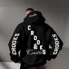Staggered Letters Back Sleeves Same Print Hooded Sweater Loose Shoulder Men and Women Same High Street