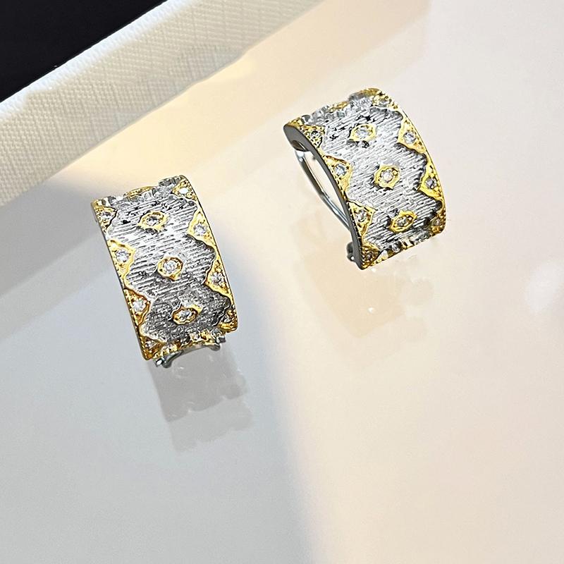 Exquisite Women's Trend Zircon Fashion Classic Brushed Craft Earrings Wedding Party Holiday Gift