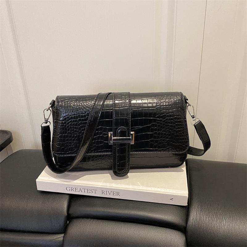 Luxury-luxe large-capacity retro texture fashionable single-shoulder crossbody small bag чёрный