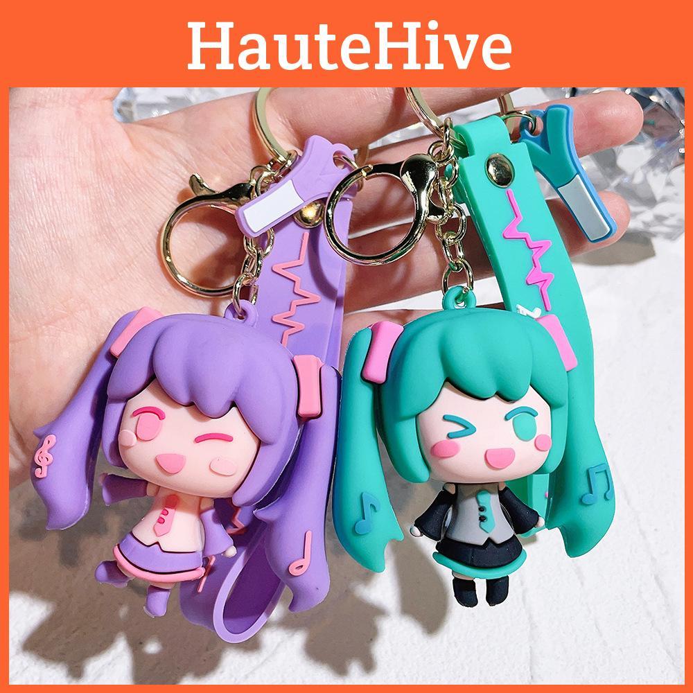 Brightly Colored Hatsune Miku Keychain Creative Cartoon Girl Figure Bag Charm Silicone