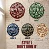 Happy Land Wooden Garden Sign Rustic Wood Plaque Outdoor Wall Decor Weather-Resistant Fade-Proof Hanging Plaque for Home Farmhouse Cottage