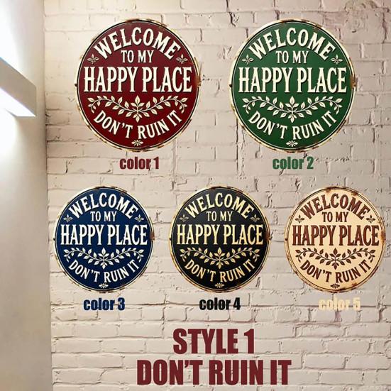 Happy Land Wooden Garden Sign Rustic Wood Plaque Outdoor Wall Decor Weather-Resistant Fade-Proof Hanging Plaque for Home Farmhouse Cottage