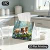 1pc Tissue Box, WHIMSICAL DREAMY/FLUFFY PUPPY/SERENE NATURAL Pattern, 2D Flat Printing, Multi-Use, Portable, Tissue Container, for Guest Rooms