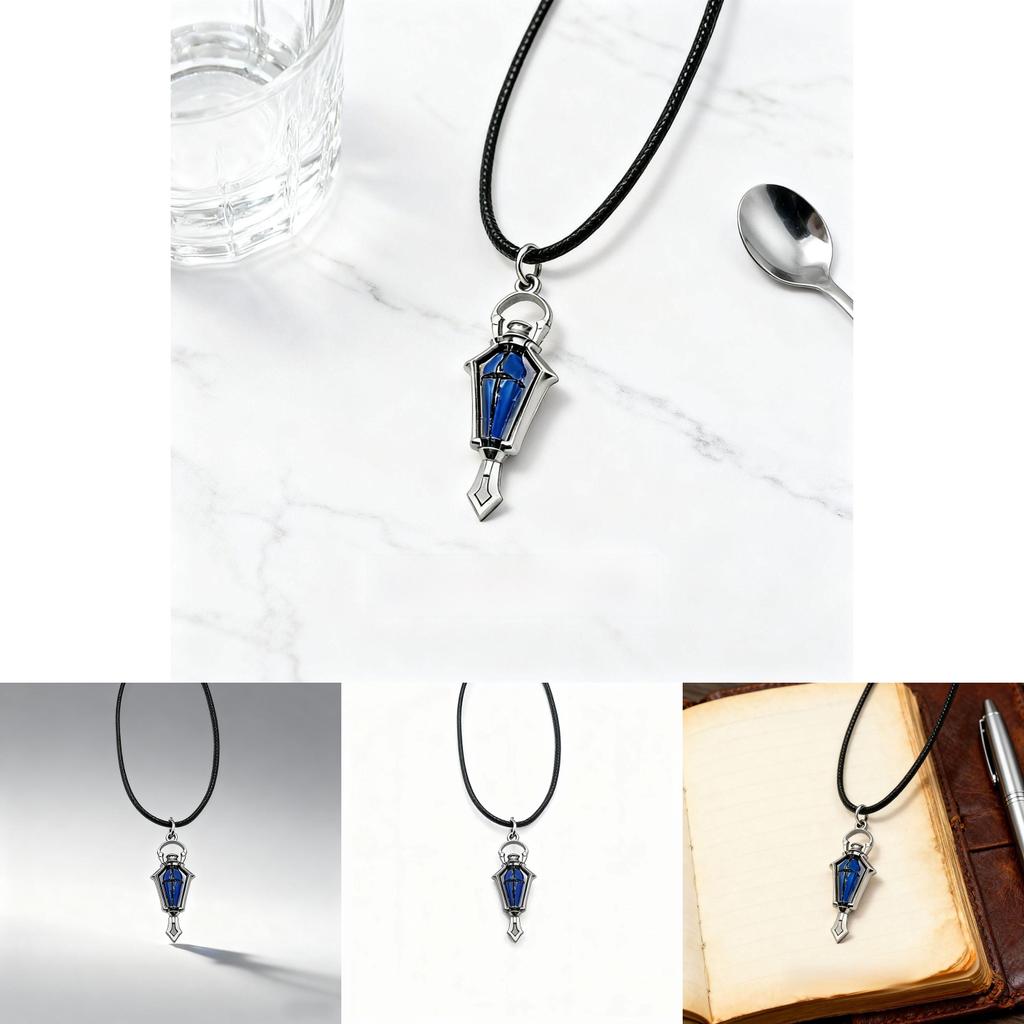 Lantern Decorative Necklace With Leather Cord For Dark Style Fashion Accessory