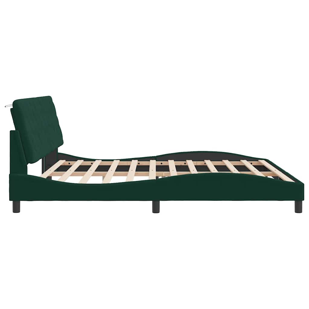 Bed Frame without Mattress Dark Green 200x200 cm Velvet