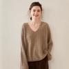 Women's Cashmere V-Neck Sweater - Autumn/Winter Knit, Loose-Fit, Slimming Korean Style Fashion