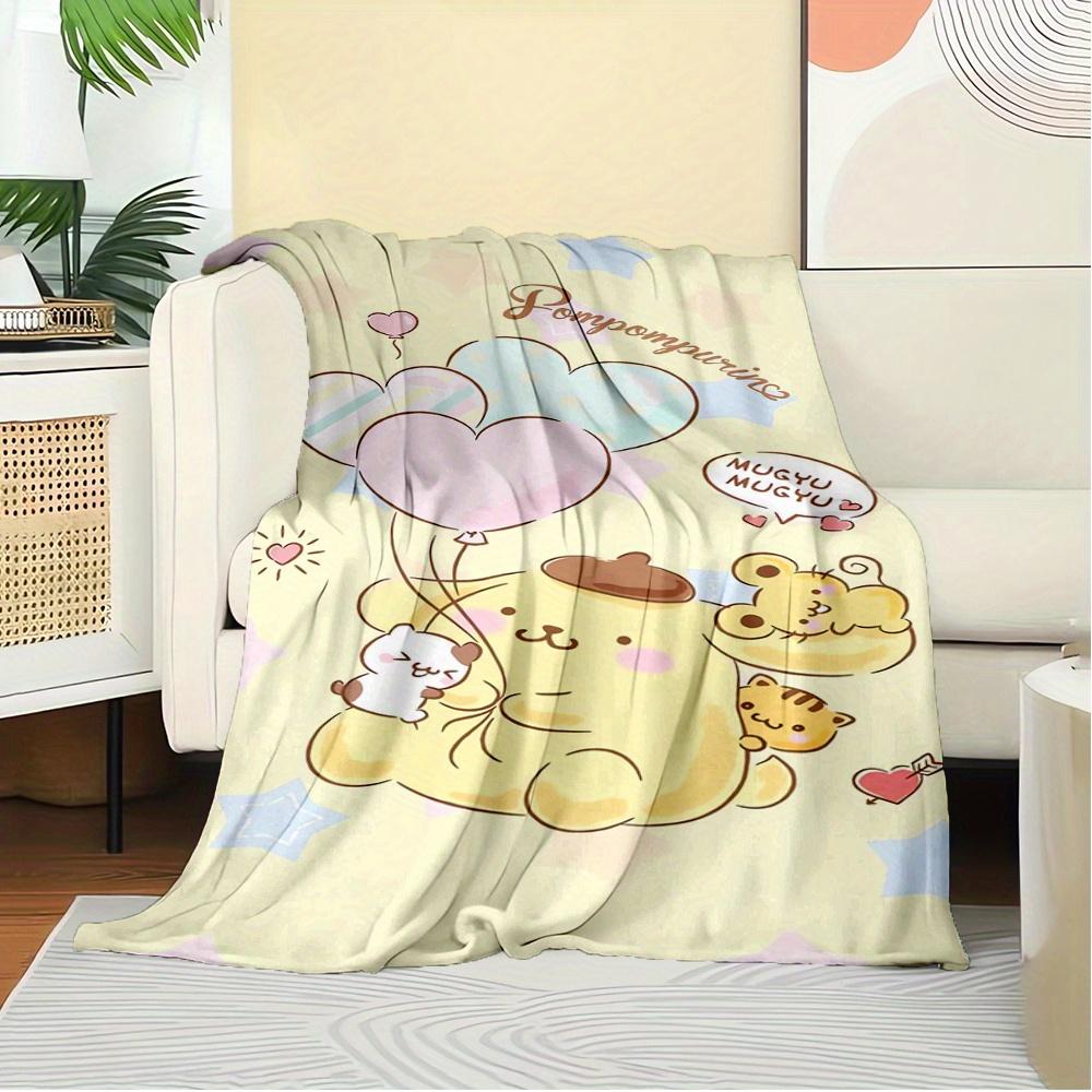 1pc Flannel Pompompurin, Cute, BalloonsThrow Blanket, Cartoon Truck Pattern Printed Blanket, Warm Cozy Soft Blanket For Couch Bed Sofa Car O