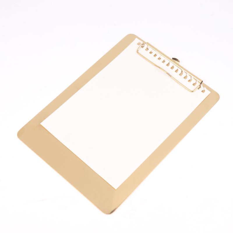 New New Golden Stainless Steel Writing Clipboard Document Stationery Paper Organizer With Metal Clip For Office School Supplies