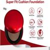 Red cushion foundation Light finish Lasts for 72 hours Buildable coverage Sun transparent makeup Focuses on maintaining coverage texture, semi-matte