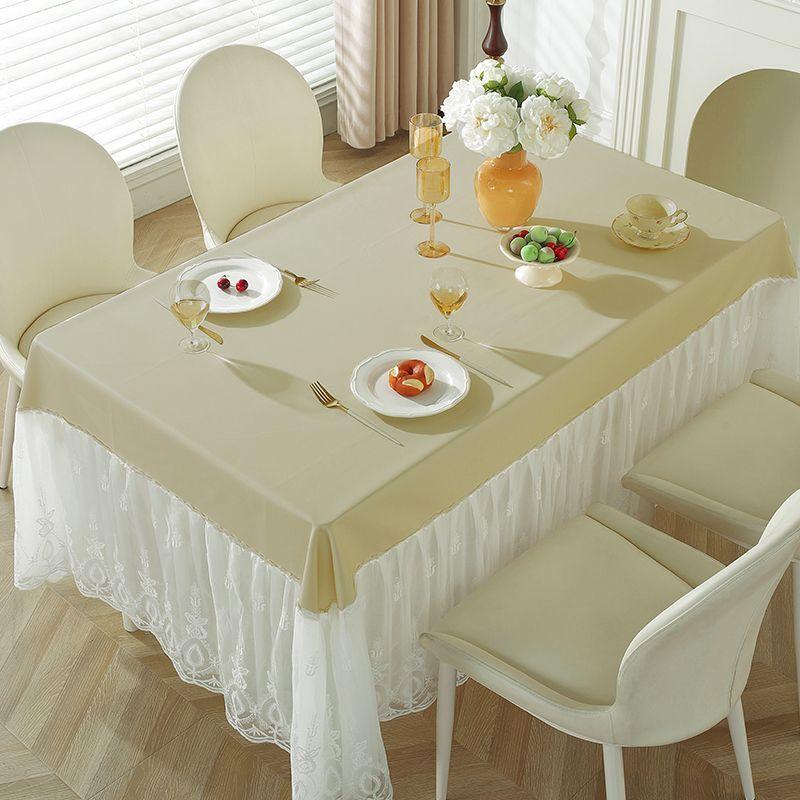 

Скатерть Водонепроницаемая Маслостойкая Высококлассная На ощупь Кремовый Стиль Однотонная Скатерть для Кофейного Столика 160*220cm