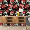 Red Floral Peel and Stick Wallpaper Matte Vintage Flower Removable Contact Paper Vinyl Self-AdhesiveWall Paper Roll for Decor