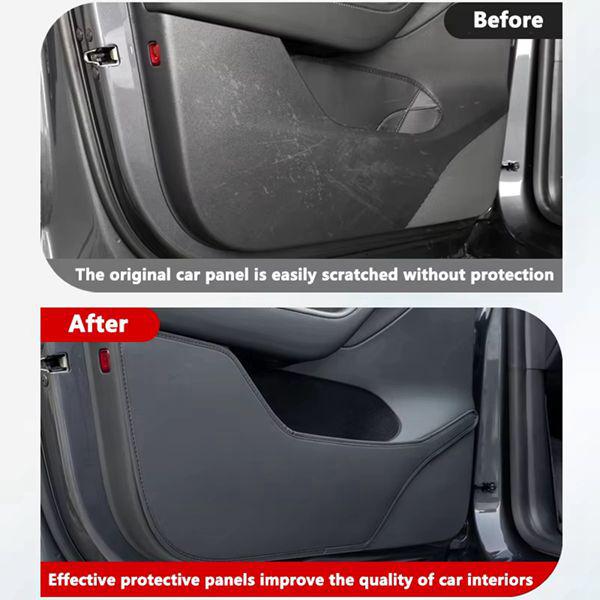 Tesla Model T PU Leather Car Door Kick Mats, 4 Colors Available: Black