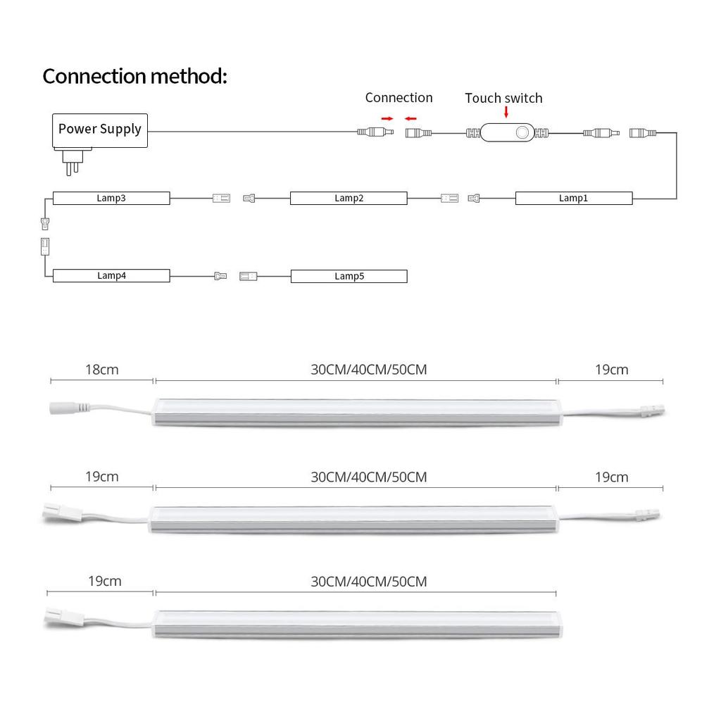 Ensemble complet de 5 pièces de lumière Led sous-meuble à intensité variable, contrôle WIFI Tuya, lumière intelligente, fonctionne avec Alexa Google Home, Tubes d'ampoule Led avec prise ue