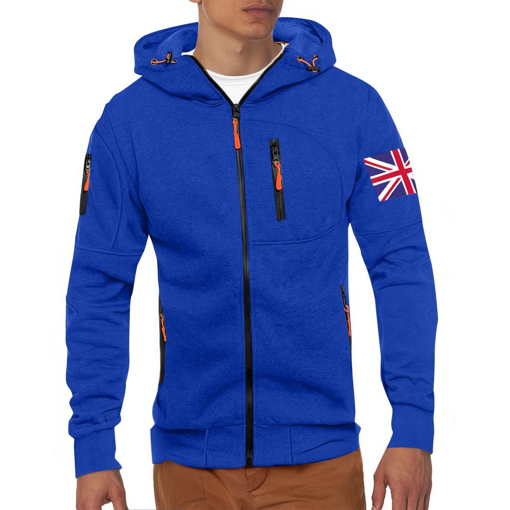 Men's Hoodie With Zipper And Multiple Pockets Pullover