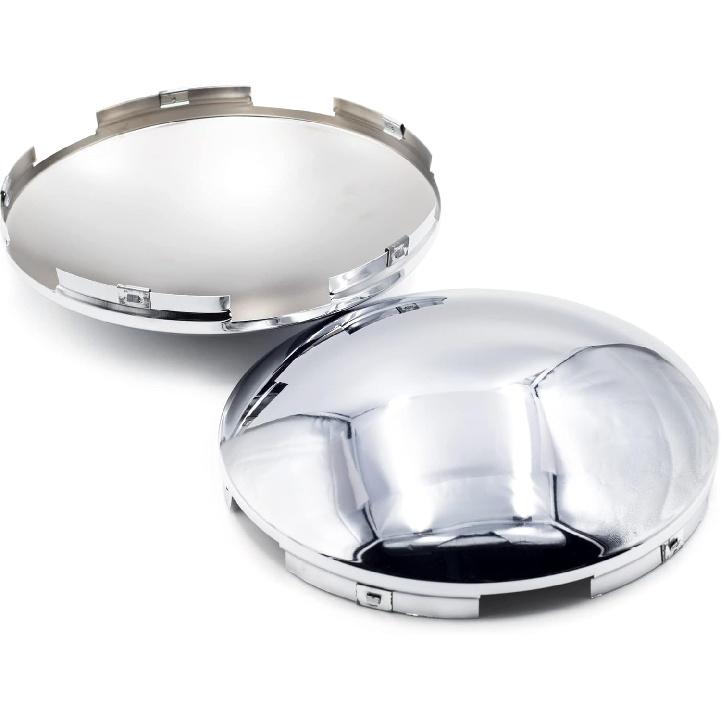 Semi Truck Hub Covers 8.9" Dome Style Hub Caps 5 Even Notched Chrome Mirror Finish Semi Hub Cap Covers for Rear Semi Truck Wheels, 1 PC