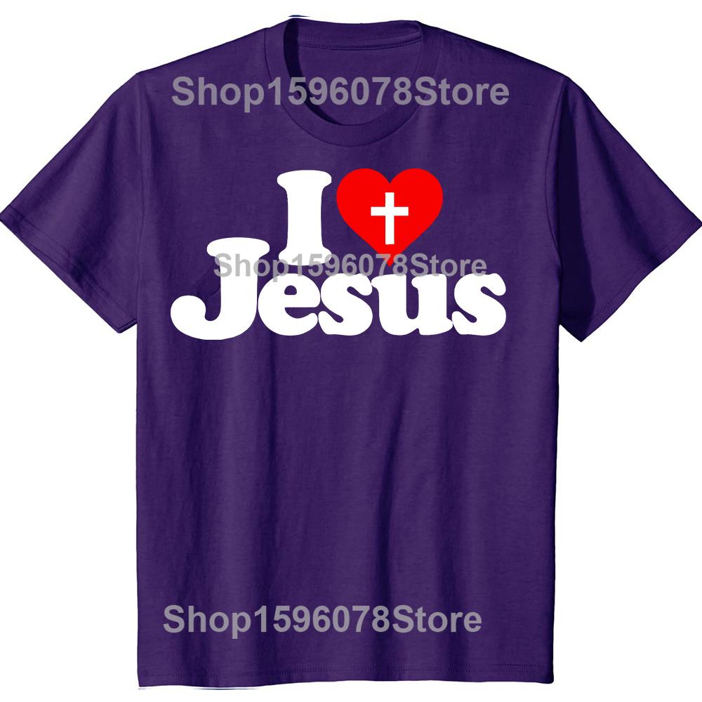 I Love Jesus T Shirt for Men Short Sleeved God Religion T-shirt Church Christian Tshirt Fashion Street Tee Top Gift