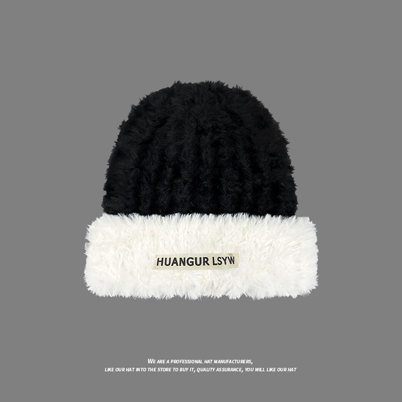 

Big Head Circumference Woolen Hat for Women in Winter Thickened Face showing Small Plush Pile Hat Warm and Versatile Baotou Knitted Cold Hat Adjustable
