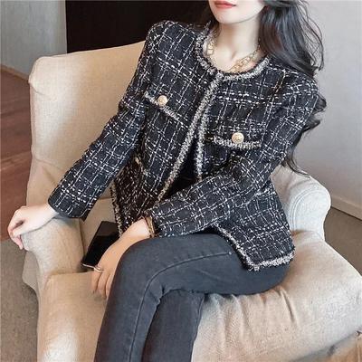 Women's Autumn Vintage Casual Small Fragrance Tweed Jacket Coat