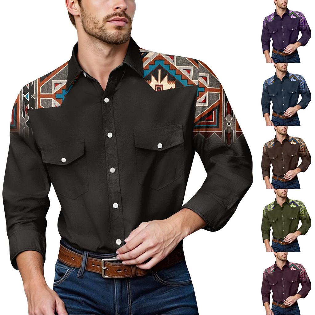 Men'S Fashionable Lapel And Shoulder Length Long Sleeved Casual Top