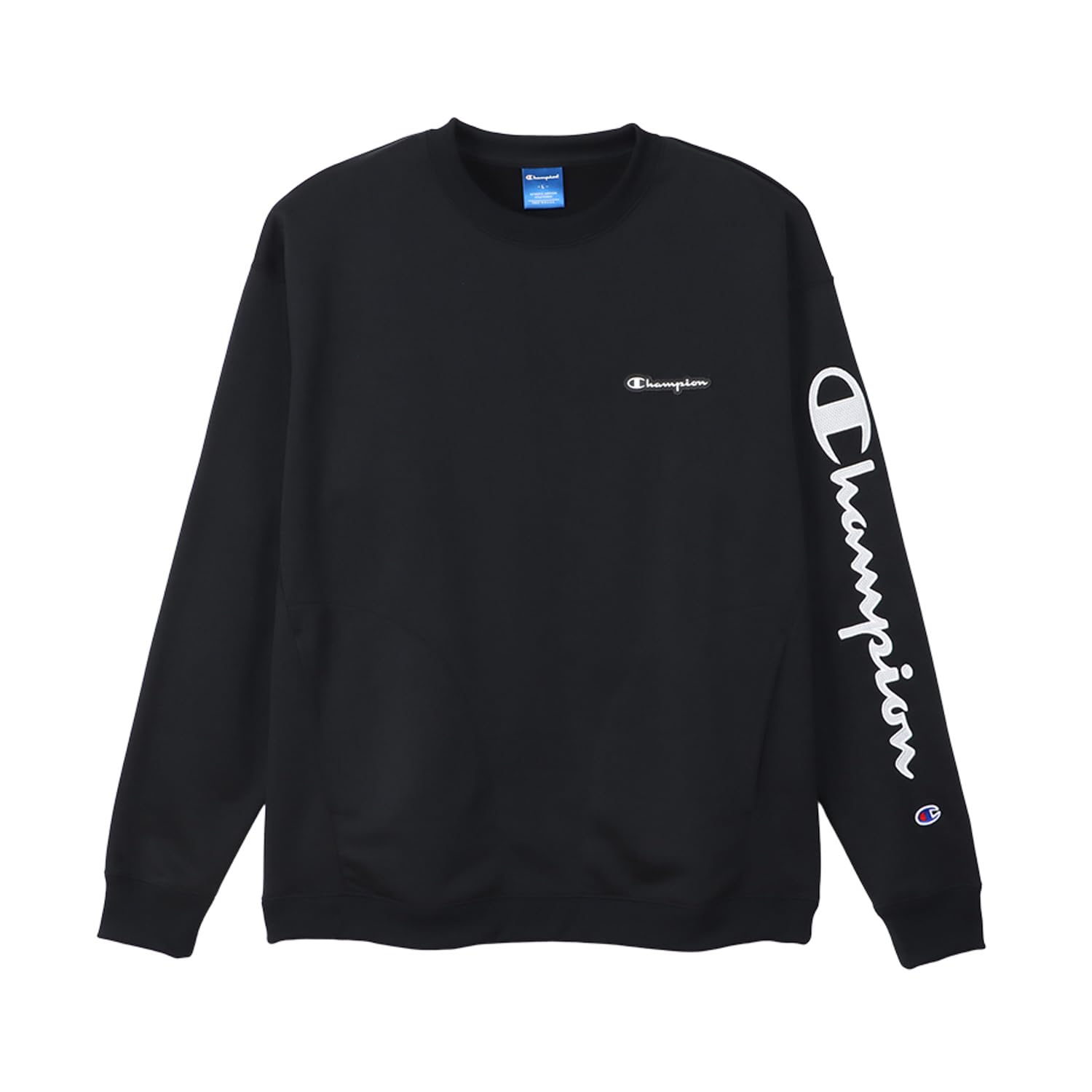 

Длинная толстовка Quick Script Terry Crewneck Black [Champion], рукав, эластичная, сухая, логотип, Techweave(р) Толстовка, мужская спортивная, C3-ZS002 чёрный
