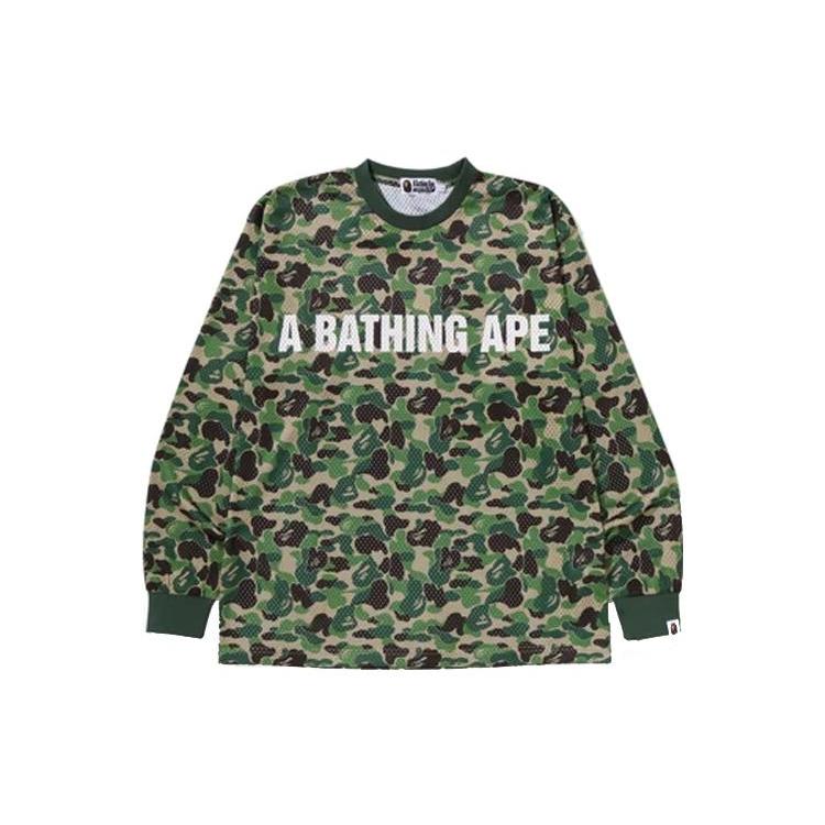 Bape Abc Camo Siateczkowa Luźna Koszulka z Długim Rękawem 1J30-111-002