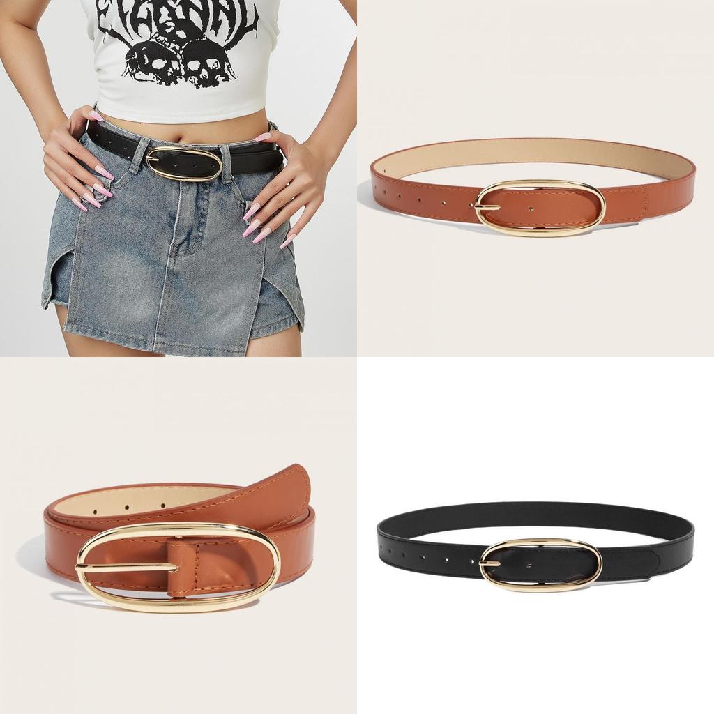 Minimalist Pu Leather Belt For Women With Alloy Buckle For Casual And Office Wear