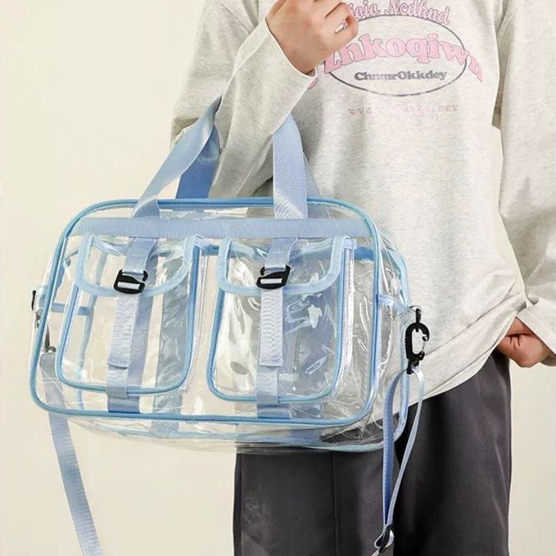 Nuova Borsa da Viaggio Trasparente alla Moda per la Spiaggia Grande Capacità Sportiva Borsa in Gelatina Borsa a Tracolla per Fitness Borsa a Spalla per Deposito Nuoto