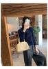 Women's Two-Piece Set: Korean-Style Navy Collar Shawl & Knit Sweater for Autumn/Winter