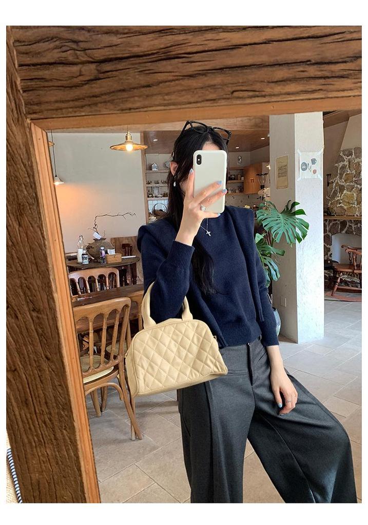 Women's Two-Piece Set: Korean-Style Navy Collar Shawl & Knit Sweater for Autumn/Winter
