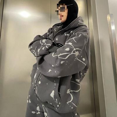 European and American Retro Personality Trend Street Hip-hop Hoodie Letter Foam Printed Sweatshirt