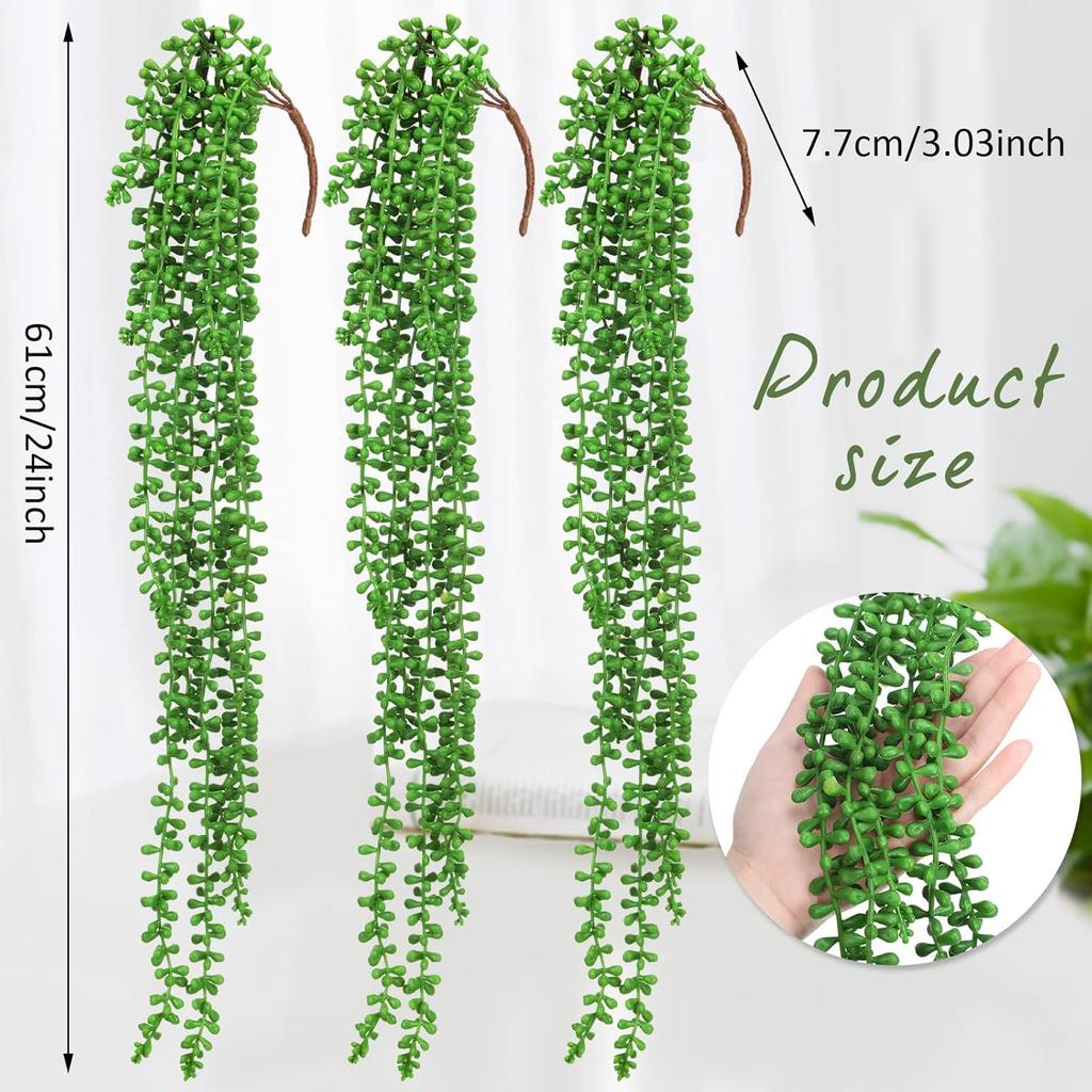 Artificial Succulents Bulk Hanging Plants 24 Inches Large Fake String of Pearls Fake Plants Faux Plants Wall Greenery Decor for Home Garden Indoor