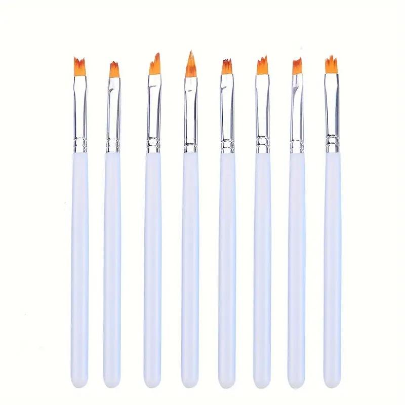 8Pcs Set Multifunctional Mix Shape Petal Painting Gel Nail Art Brush Oblique Gradient Smudge Nail Flower Drawing Sawtooth Pen