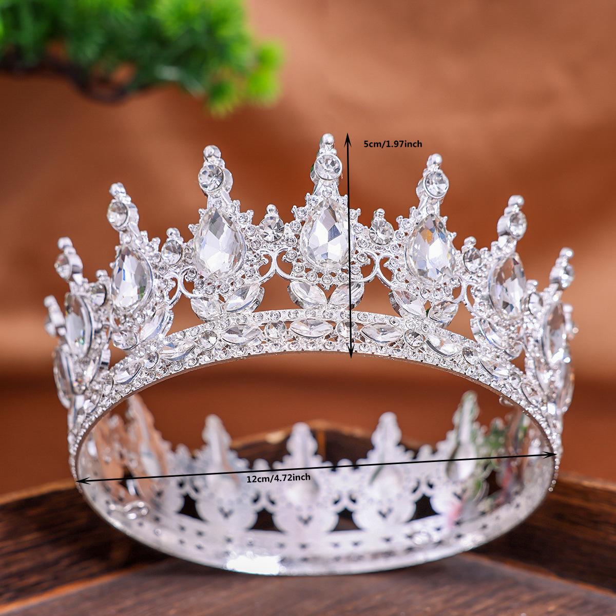 Ретро Барочная Корона Свадебная Корона Невесты Сплав Разноцветная Корона на День Рождения Бал Совершеннолетия Головной Убор