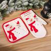 Grenzüberschreitendes Weihnachts-Schneemann-Tischset und Topfhandschuh-Set
