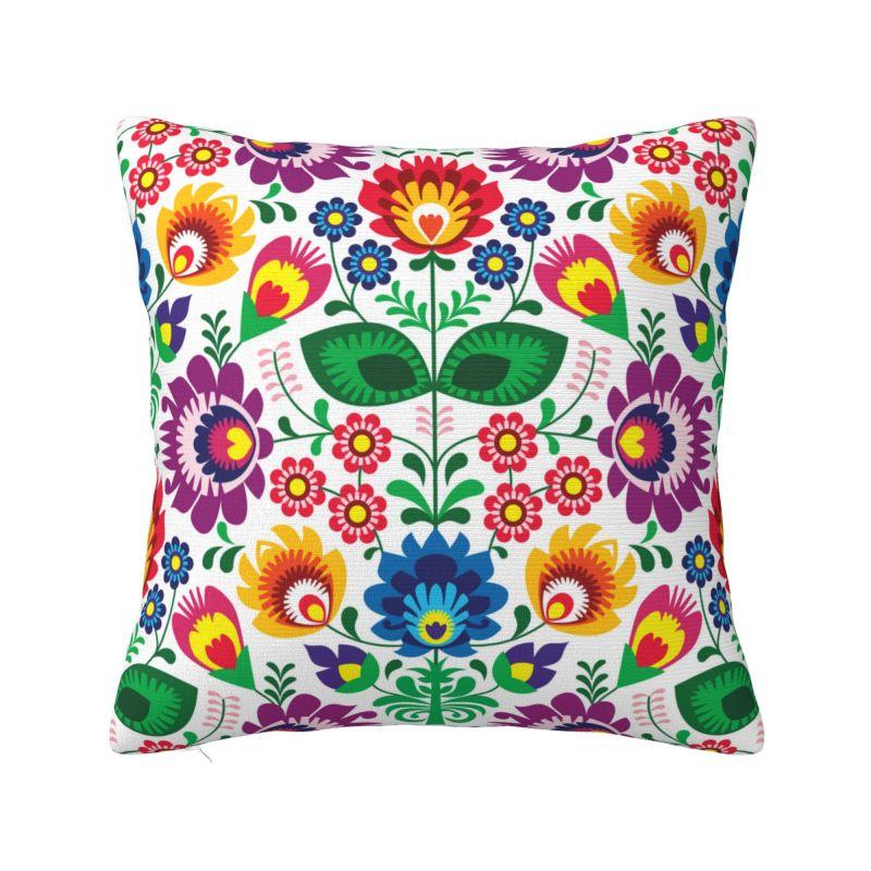 

Colourful Floral Mexican Flowers Throw Pillow Case Home Decor Sofa Chair Cushion Cover Polyester Cozy Pillowcase Dakimakura 30x30cm 12x12in