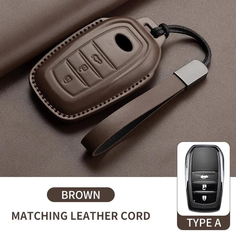 New Leather Car Remote Key Case Cover Shell for Toyota Prius Camry Corolla Avalon CHR RAV4 Land Cruiser Prado Keyless Key Fob