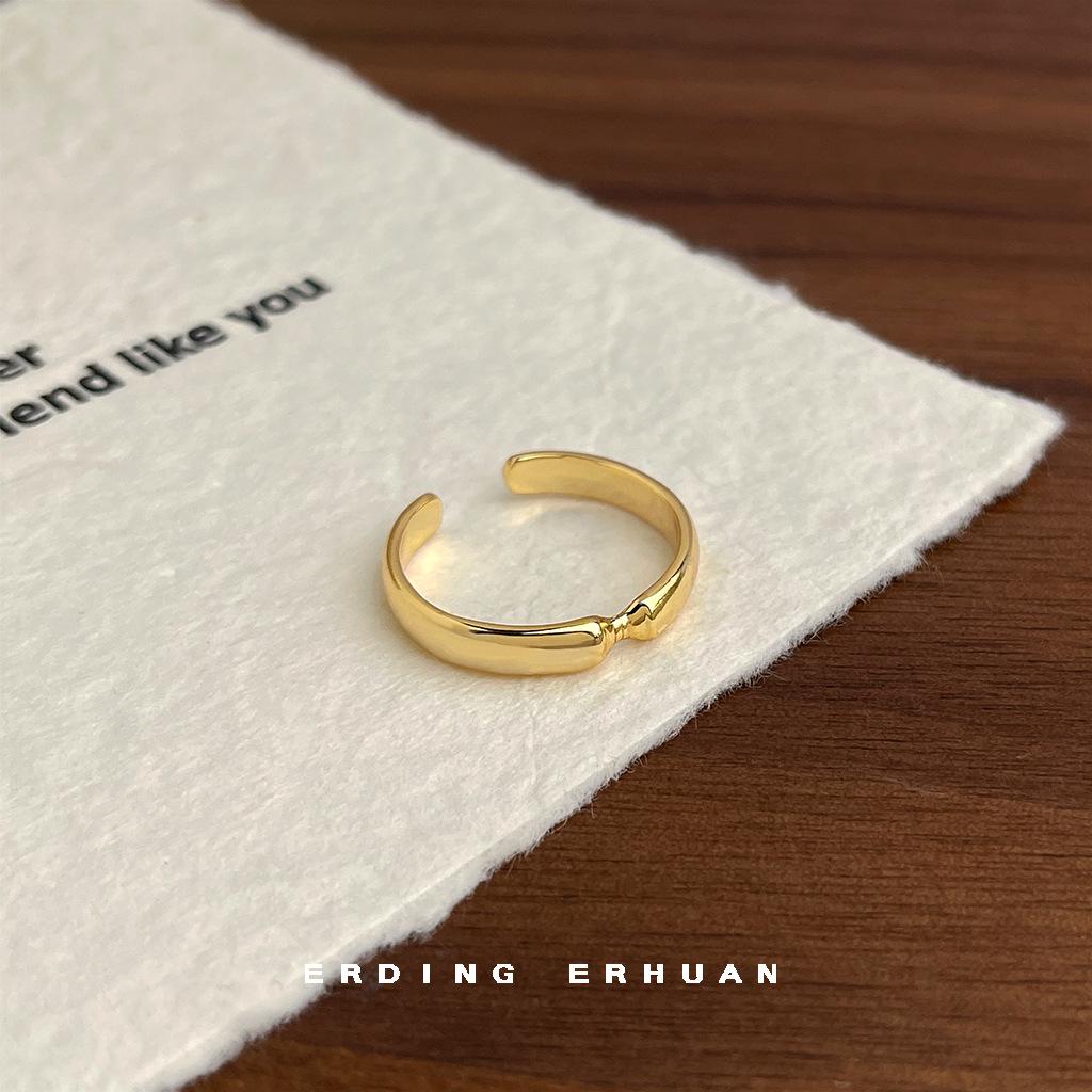 

Модное высококачественное регулируемое кольцо из настоящего золота 18 карат, фиксирующее цвет, простое глянцевое украшение для руки