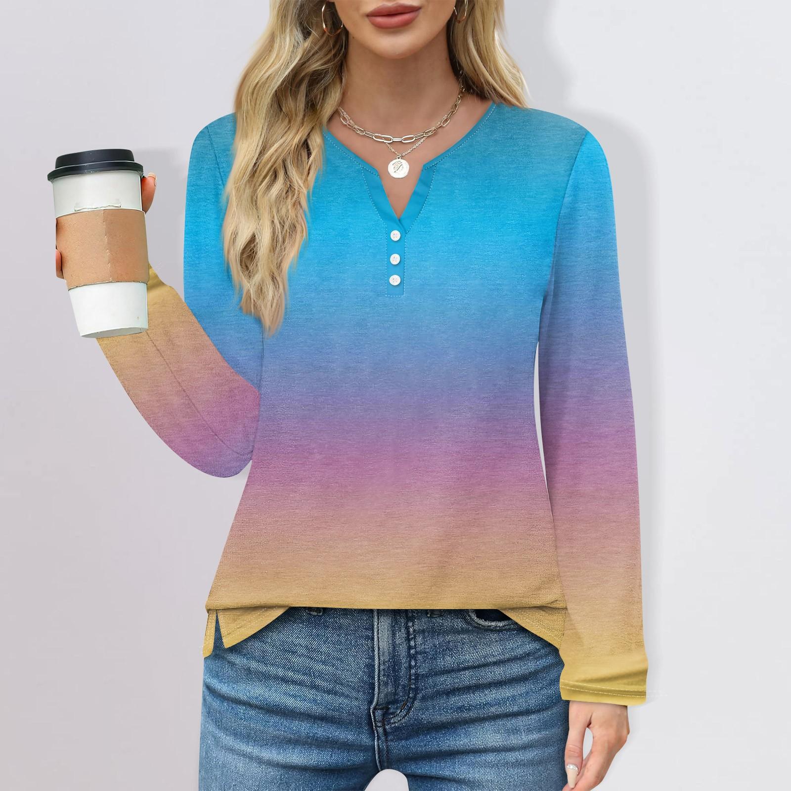 Жен. Футболка Футболка Пуговицы Цветочный принт Длинный рукав Повседневные Выходные Мода — фото 7