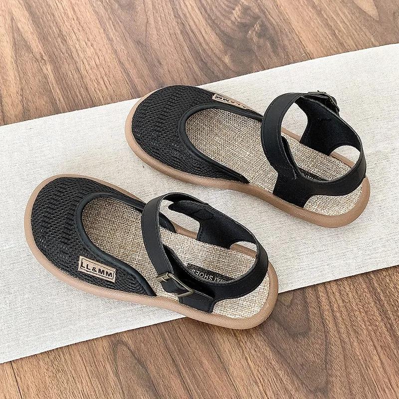 Mesh Shoes Breathable Mary Jane Sandals Linen Mesh Women's Shoes in Summer Wear Cotton and Linen Overhead Sandals Size 35-42